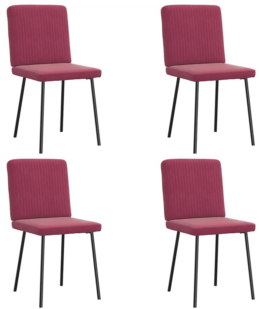 Sedie Da Pranzo 4 Pz Rosso Vino İn Velluto /