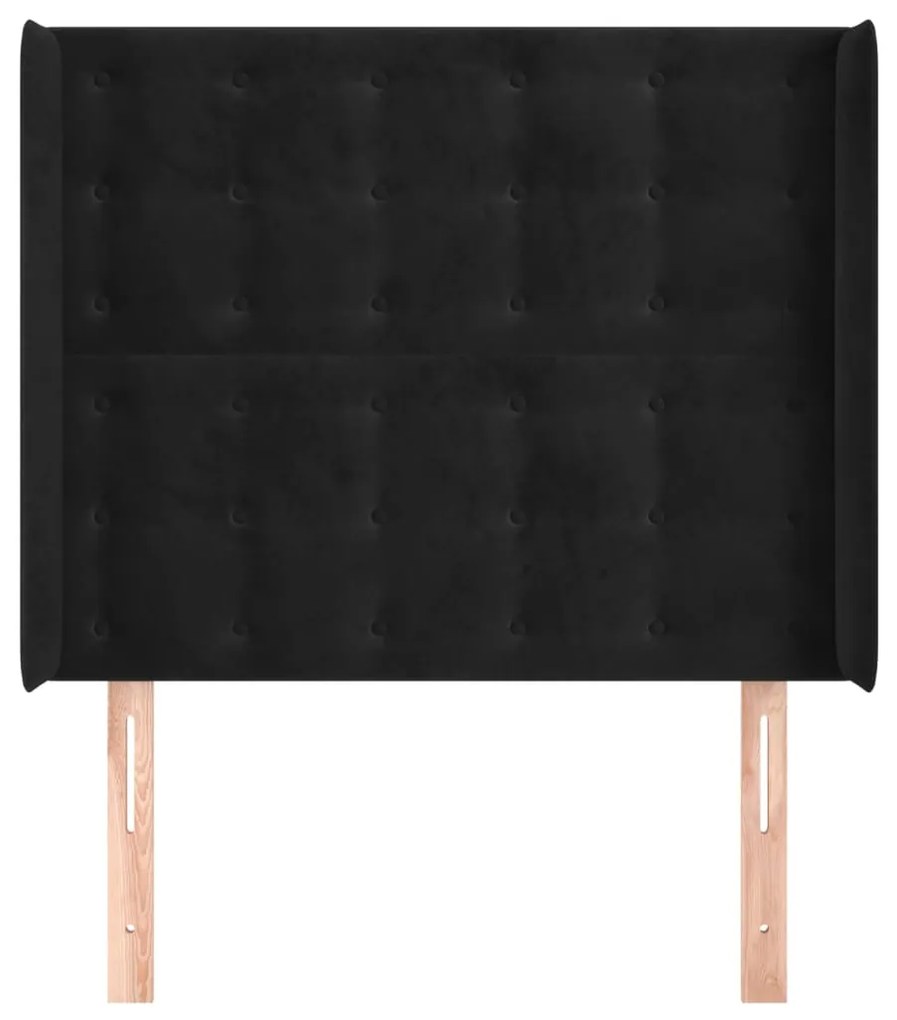 Testiera ad orecchio nera 83x16x118/128 cm in velluto