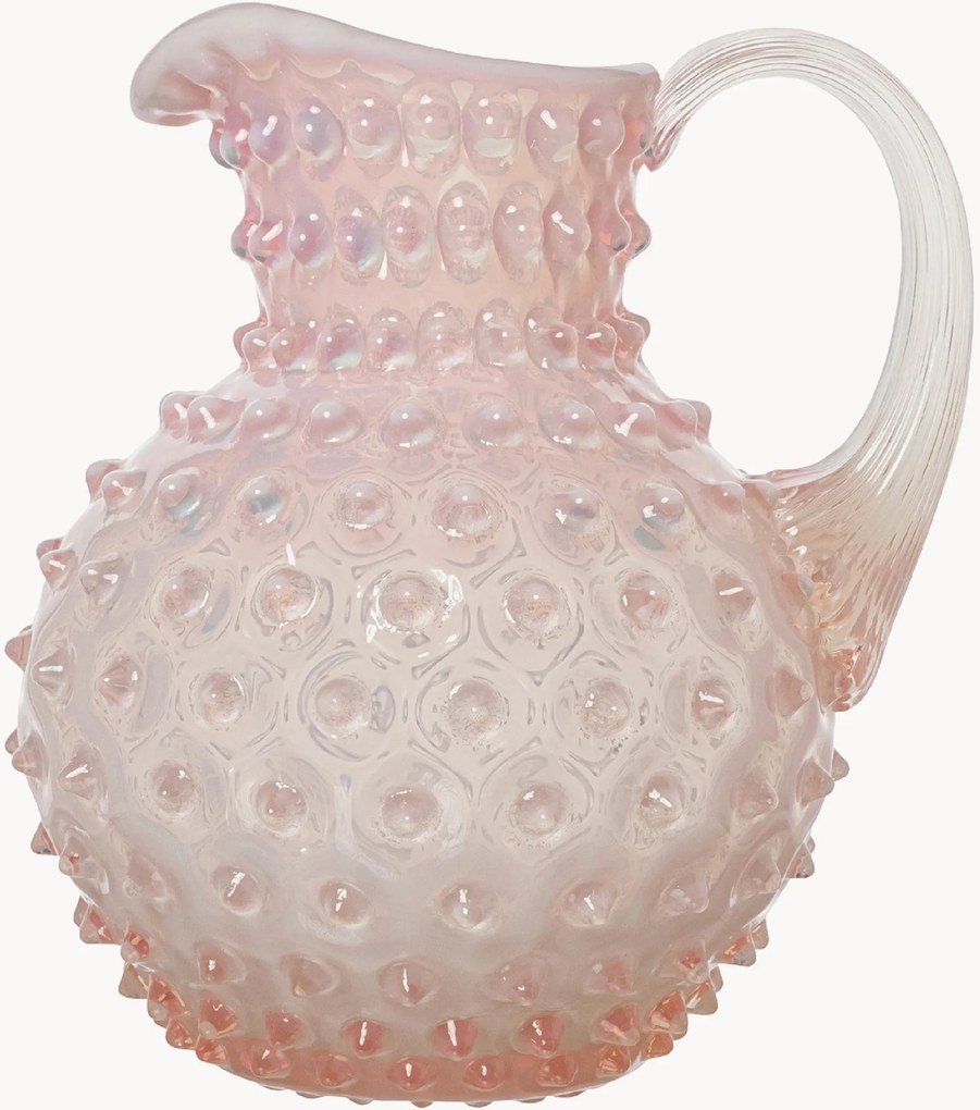 Brocca in vetro soffiato Opaline Paris Hobnail