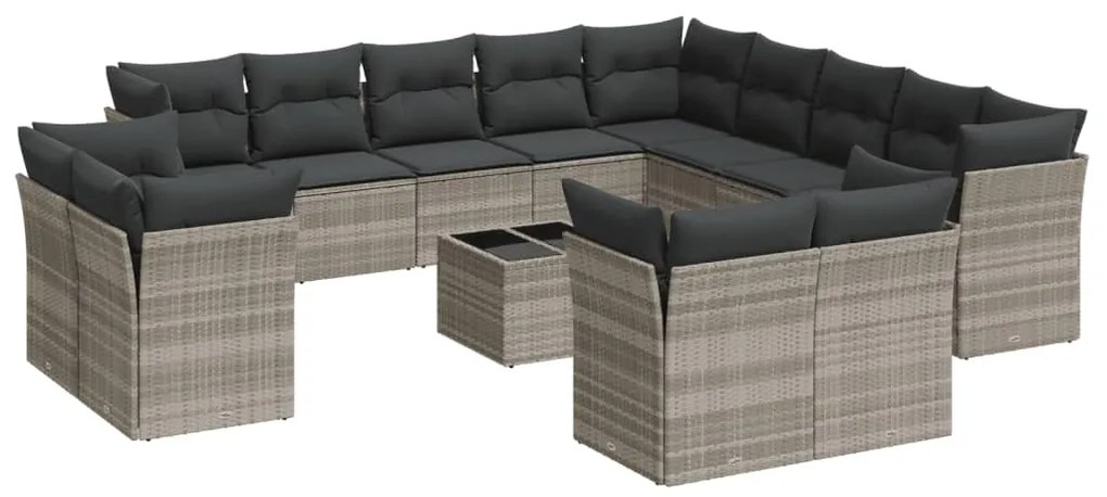 Set divani da giardino 14pz con cuscini in polyrattan