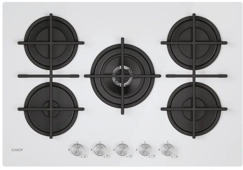 Moderna CVG74WTW Piano cottura Bianco Da incasso 74.5 cm Gas 5 Fornello(i) - Candy