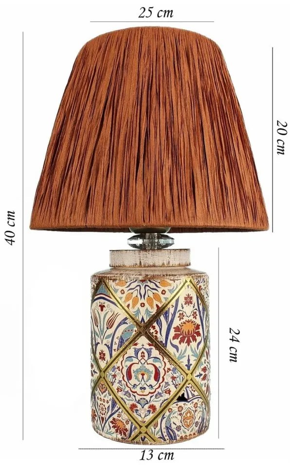 Lampada da tavolo color terracotta con paralume in carta lavorata (altezza totale 40 cm) Alev – Opviq lights