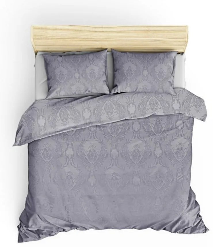 Set con copriletto e federa grigio in tessuto damascato 240x260 cm Beste – Mijolnir