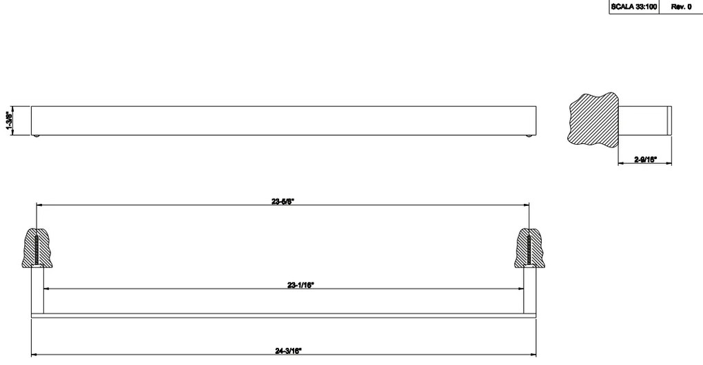 Porta asciugamani 60 Cm a muro cromo Rettangolo 20903 Gessi