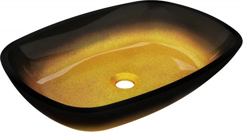 Mexen Araks lavabo da appoggio in vetro 54 x 39 cm, oro scuro - 24155451