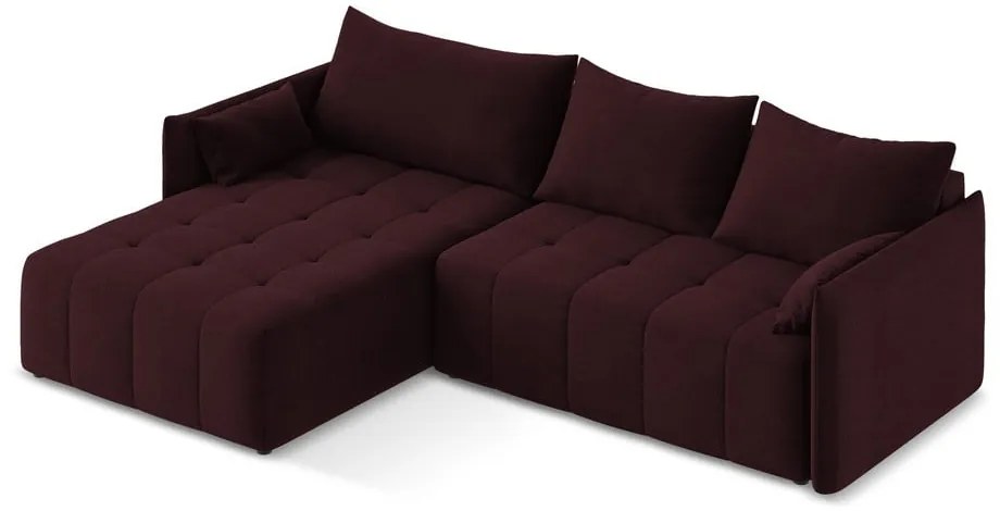 Divano angolare burgundy allungabile/con contenitore (con penisola a sinistra/con chaise lounge) Moku – Makamii