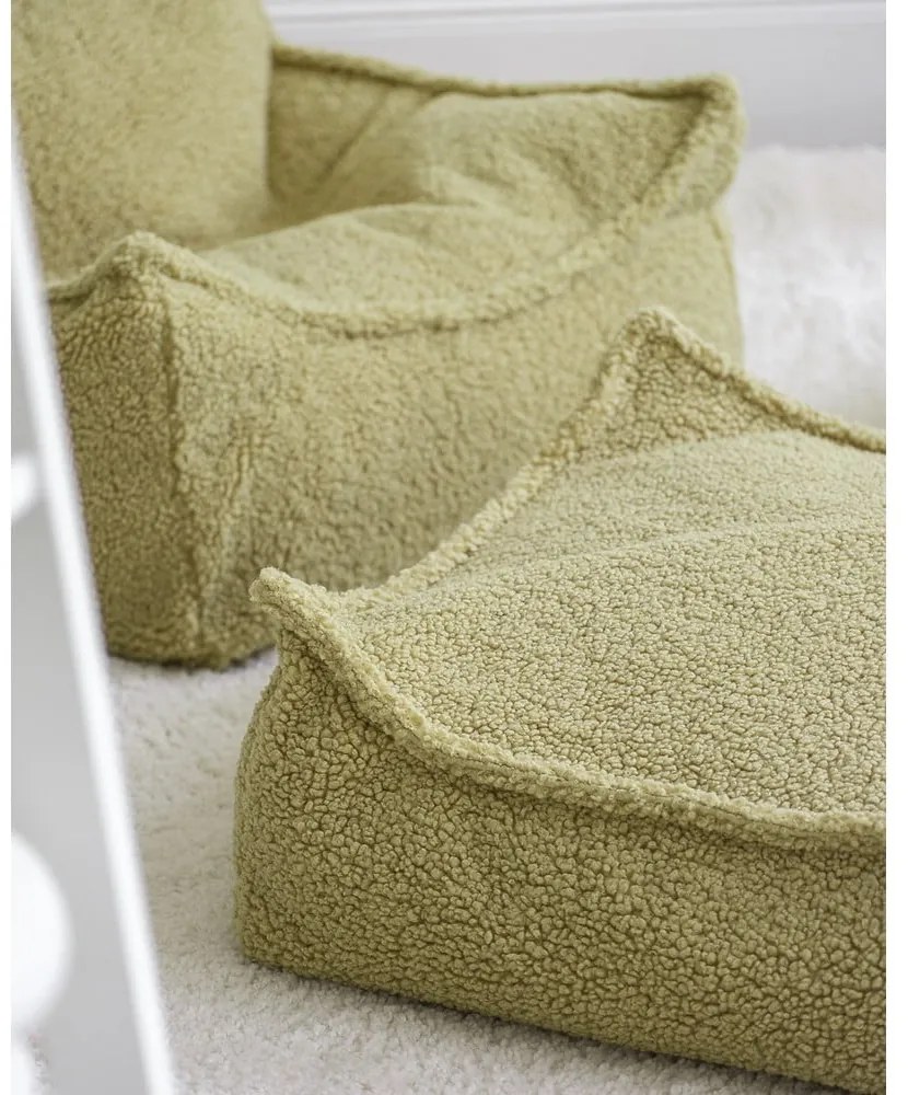 Pouf a sacco per bambini verde con rivestimento in bouclé Chair – Wigiwama