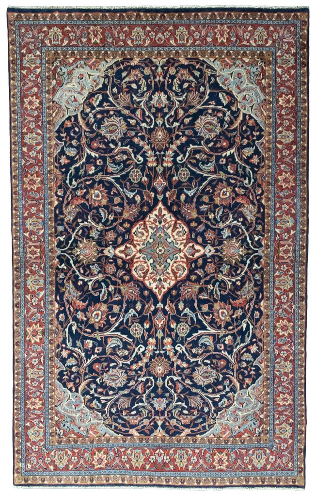 Sarouk Tappeto 220 x 140 Blu (Iran) Annodato A Mano