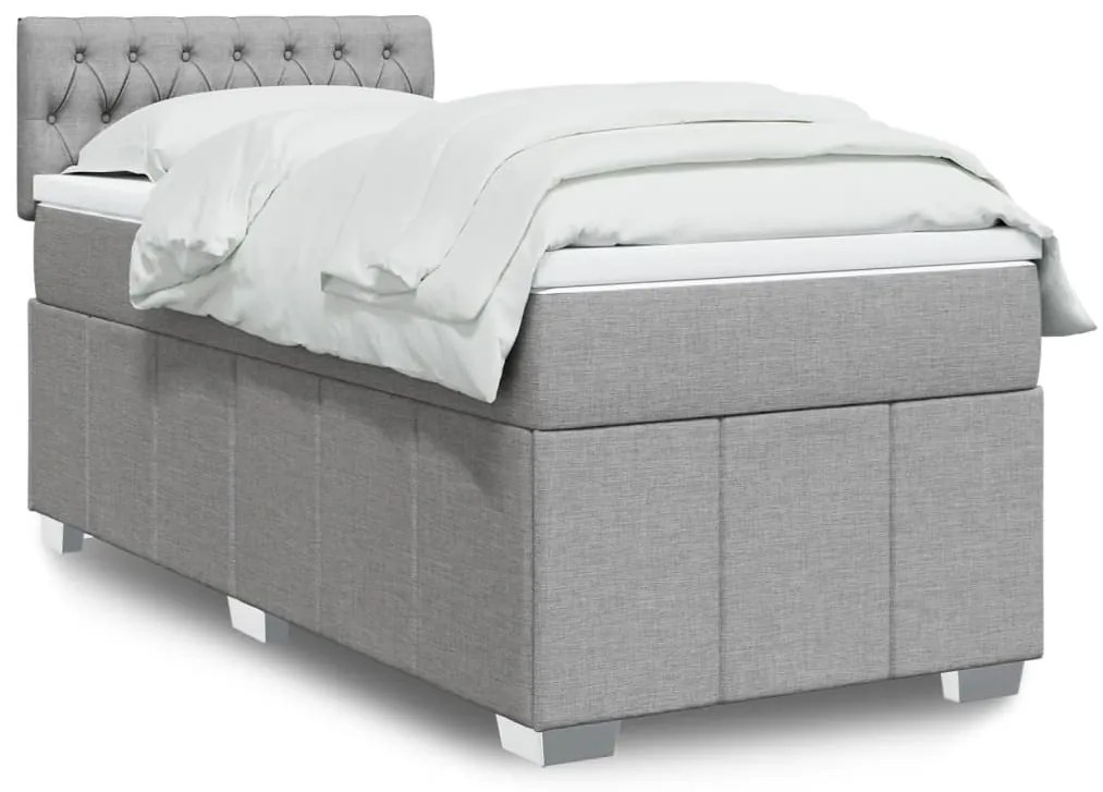 Giroletto A Molle Con Materasso Grigio Chiaro100x200 Cm Tessuto /