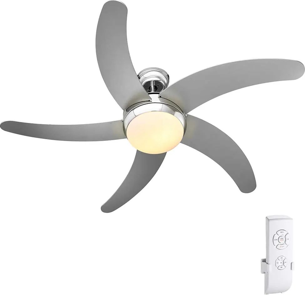 Ventilatore da Soffitto 5 Pale Legno con Lampada e Telecomando Diametro 132 cm...