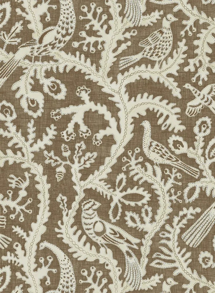 Josephine Munsey Carta da parati Stitched Birds - Brown