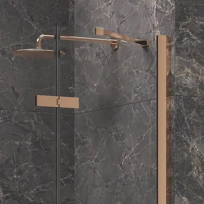 Kamalu - Box doccia 90x90 telaio colore rame porta battente laterale fisso 90cm | KT5000RG