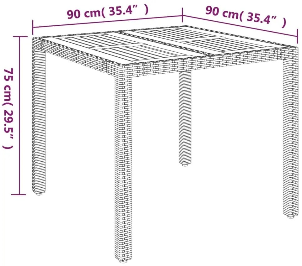 Set da Pranzo da Giardino 3 pz con Cuscini in Polyrattan Grigio