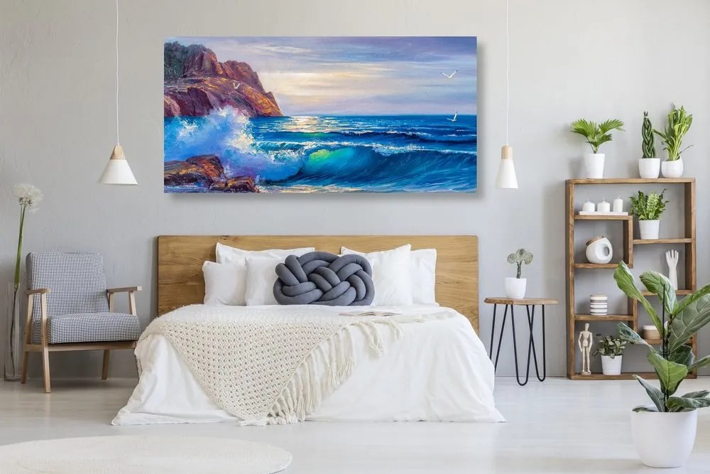Stampa su tela – Onde marine sulla costa