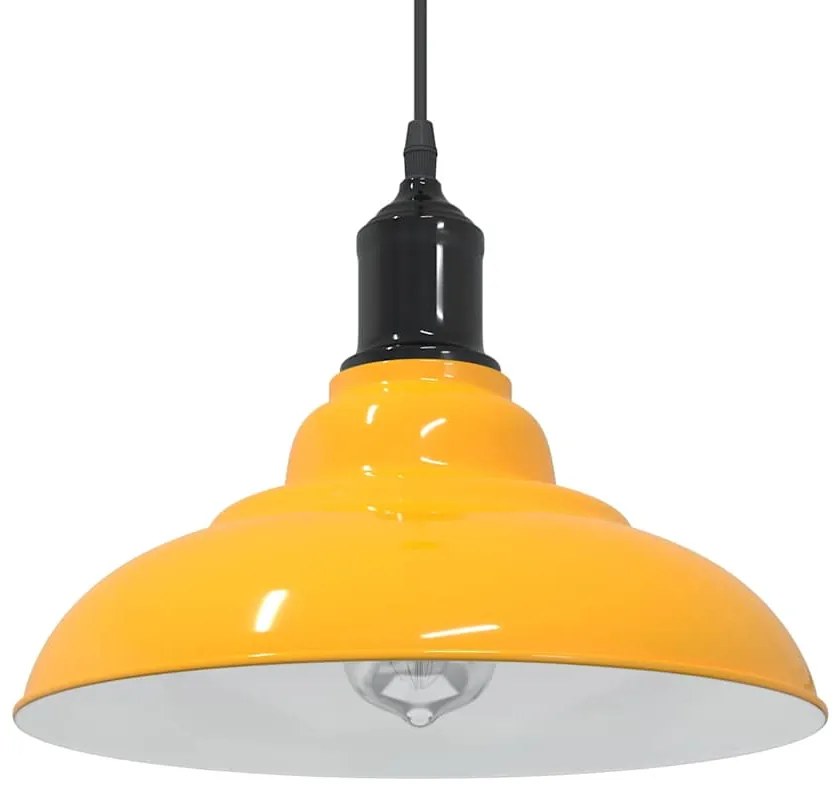 Lampada Sospensione Regolabile E27 Giallo Lucido Ø31 Cm Metallo /