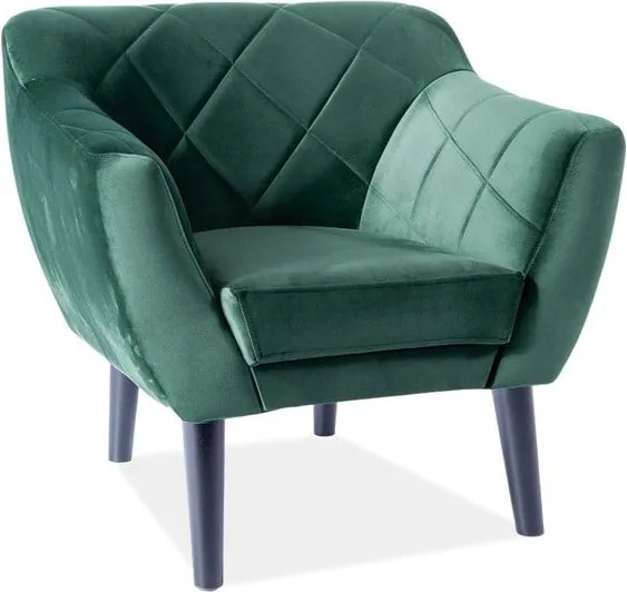 Poltrona Karo 1 in velluto verde - Blu78/wenge