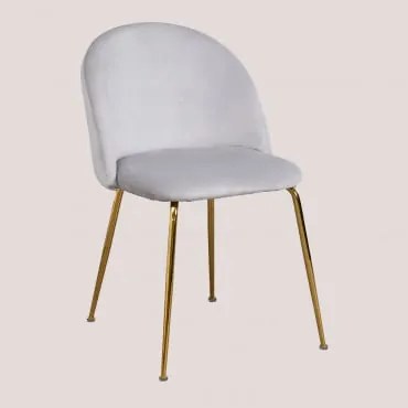 Pack 2 Sedie Da Pranzo In Velluto Kana Design Grigio Perla & Dorato - Sklum