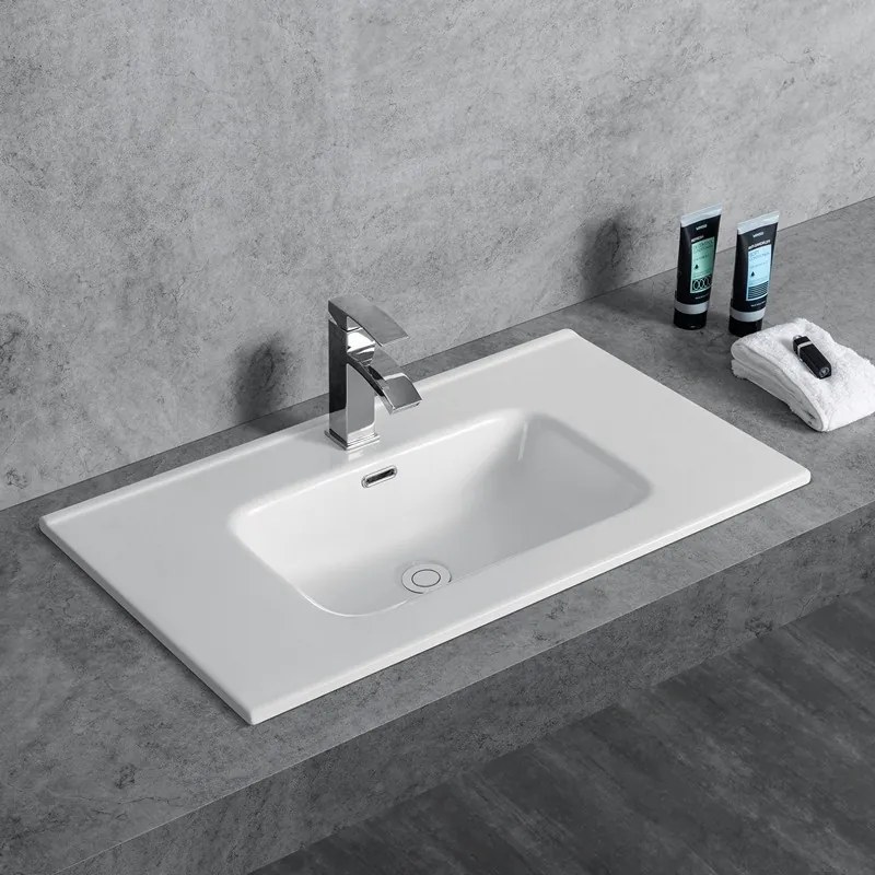 Kamalu - Lavabo da incasso 101cm ceramica bianca | Litos-K7100
