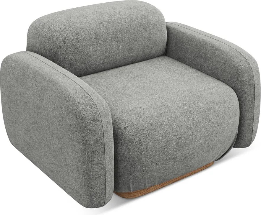 Parte divano componibile grigio con rivestimento in bouclé Ailani – Makamii