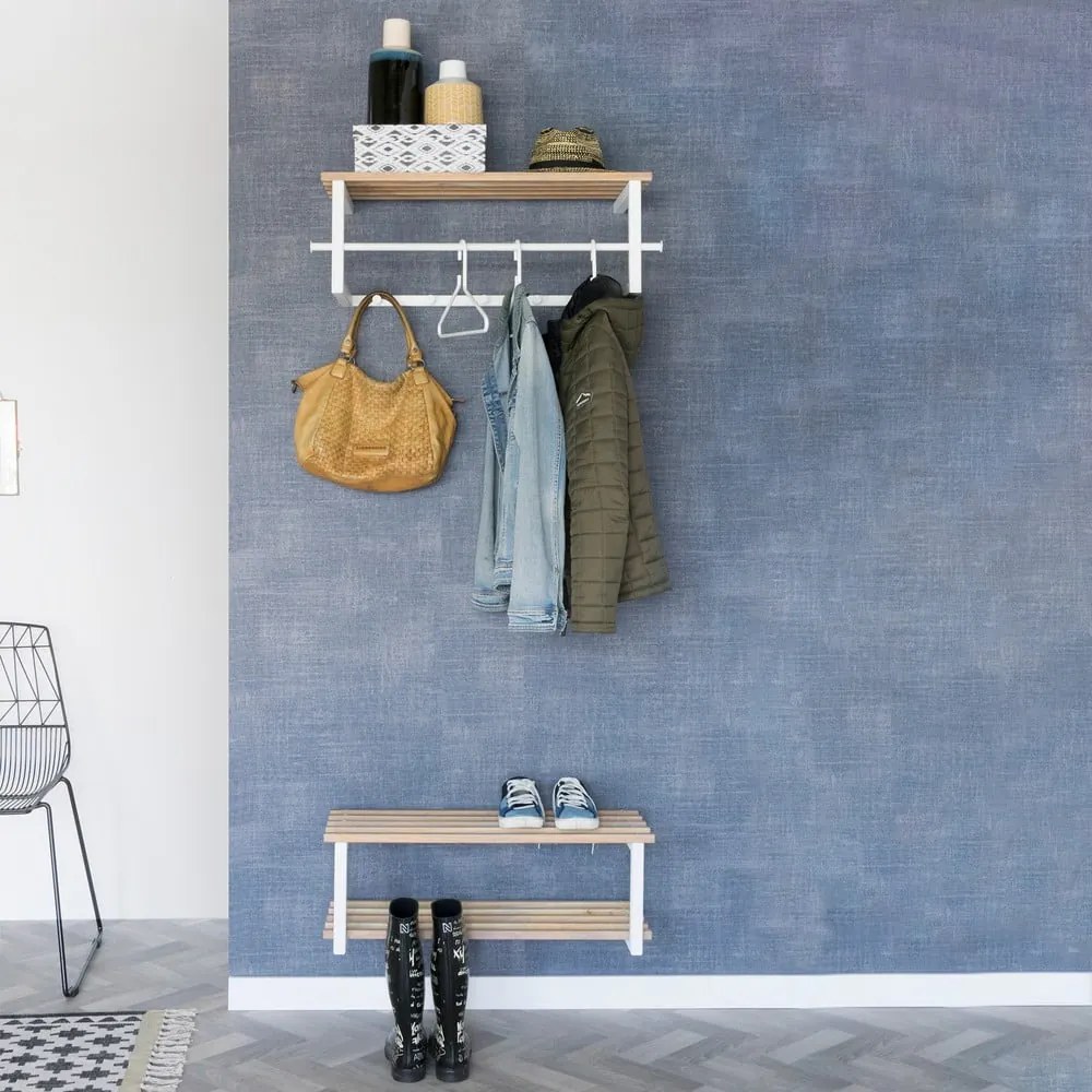 Attaccapanni da parete bianco/di colore naturale in metallo con scaffale 76 cm Marco – Spinder Design