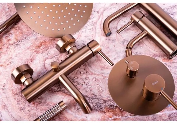 REA-B1112 - Miscelatore per lavabo LUNGO 16,5 cm, finitura in rame spazzolato