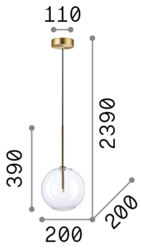 Sospensione Contemporanea Equinoxe Metallo Cromo 1 Luce 2W 3000K D20Cm