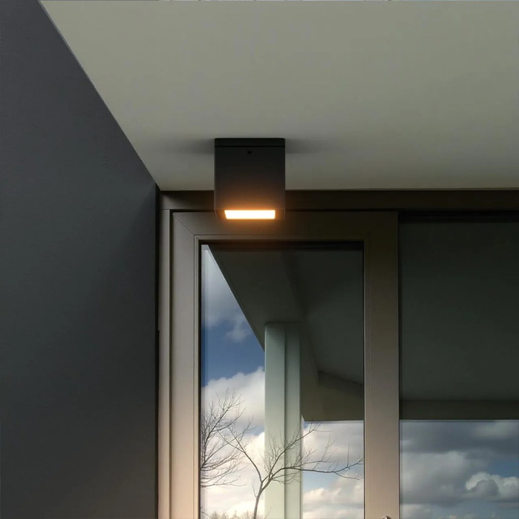 Applique da soffitto Quadrata GU10 IP54 in Alluminio e Vetro