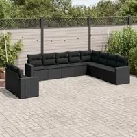 Set Divani da Giardino 10pz con Cuscini in Polyrattan Nerocod mxl 90564