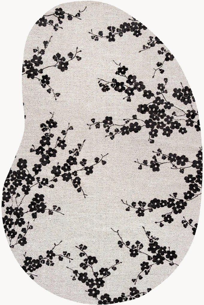 Tappeto jacquard lavabile da interno-esterno dalla forma organica Sakura