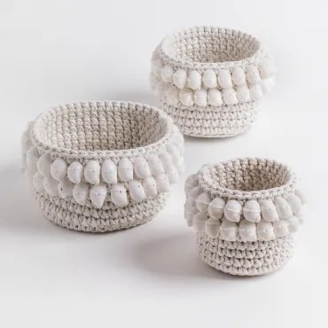 Set di 3 cestini in cotone Vinapu B - Sklum