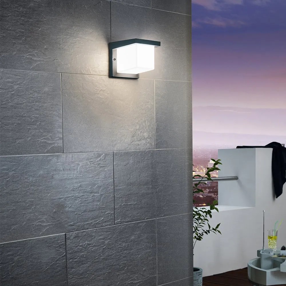 Applique Esterno Moderna Desella 1 Alluminio Grigio Policarbonato Bianco Led