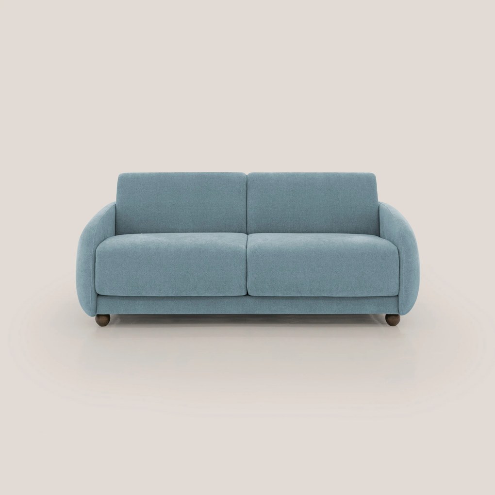 Giglio divano letto scandinavo japandi con materasso H18 cm in tessuto Bouclé impermeabile T07