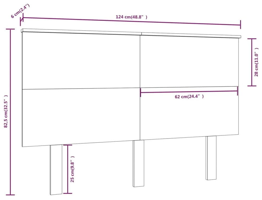 Testiera per Letto Miele 124x6x82,5cm in Legno Massello di Pino