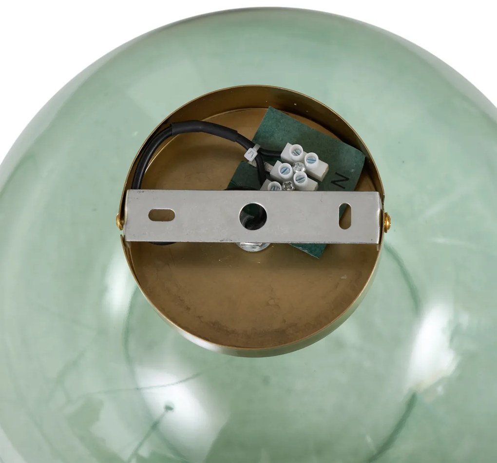 Plafoniera Art Déco ottone con vetro verde - Sandra