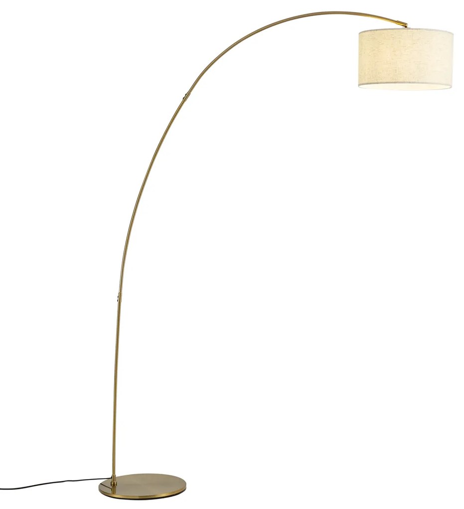 Lampada ad arco moderna ottone con paralume beige - Vinossa
