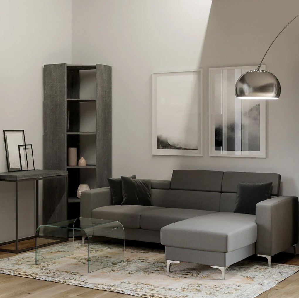 Librerie Angolari Kato A e B: Design Elegante e Funzionale 60.3x204x60.3 cm, Libreria A / Cemento