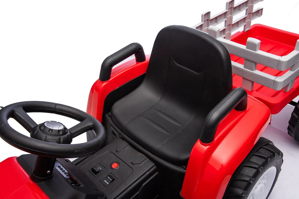 Trattore Elettrico per Bambini 12V con Rimorchio Rosso...