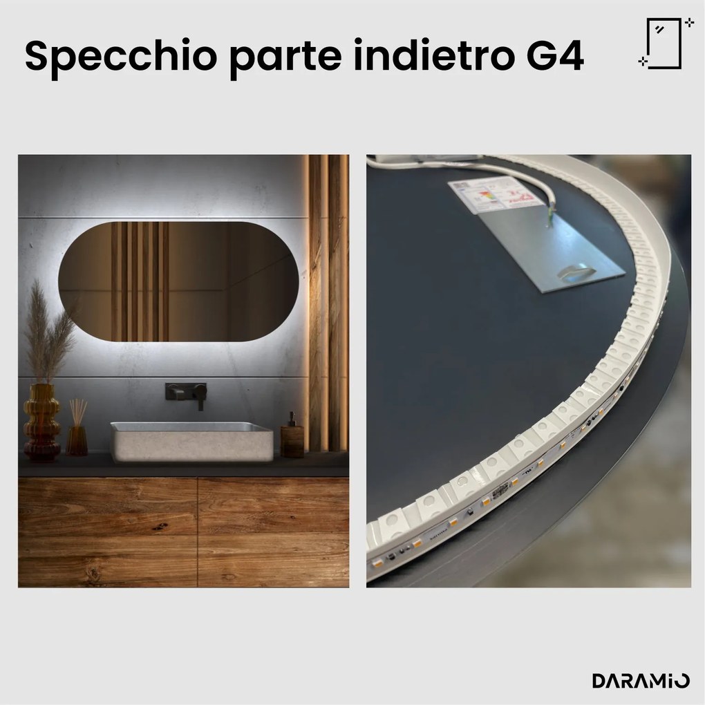Specchio asimmetrico con luce LED G4