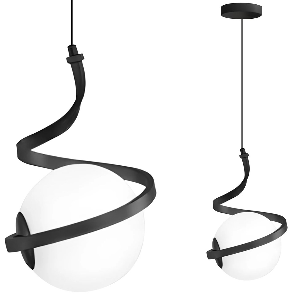 LAMPADA A SOSPENSIONE A SPIRALE CON SFERA IN VETRO APP1732-1CP BLACK