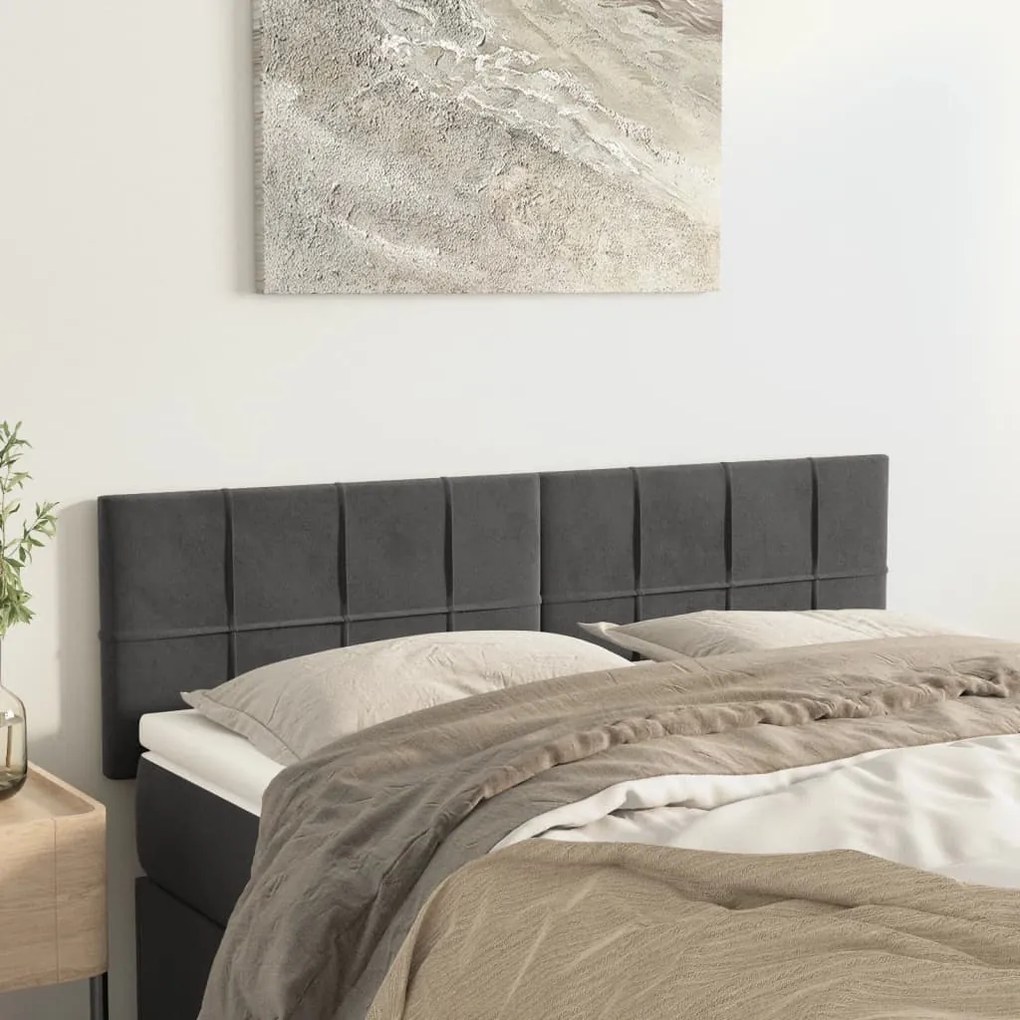 Testiere 2 Pz Grigio Scuro 72x5x78/88 Cm İn Velluto /