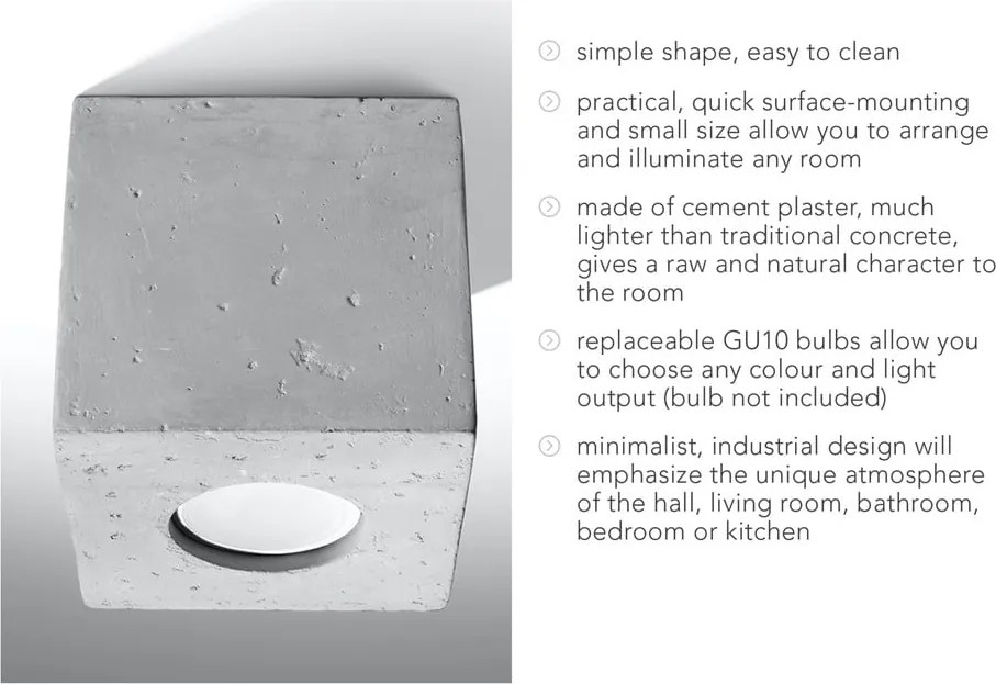 Faretto grigio 10x10 cm Geo – Sollux