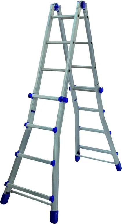 Scala telescopica FACAL Amel in alluminio 4 + 4 gradini portata massima 150 kg D.lgs 81/08 per lavori fino a 4.9 m