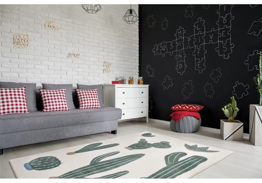Tappeto per bambini verde e avorio 120x170 cm Cacto Malachite – FD