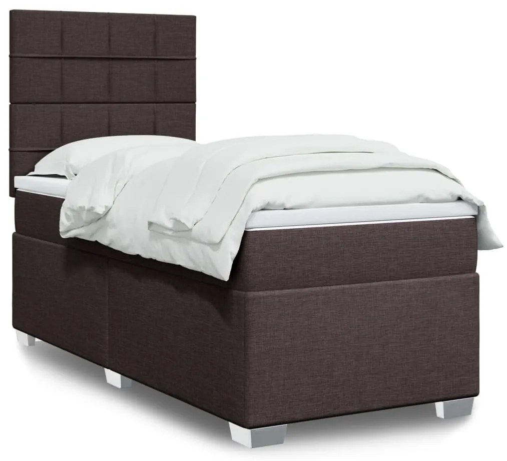 Giroletto A Molle Con Materasso Marrone Scuro 90x200 Cm Tessuto /