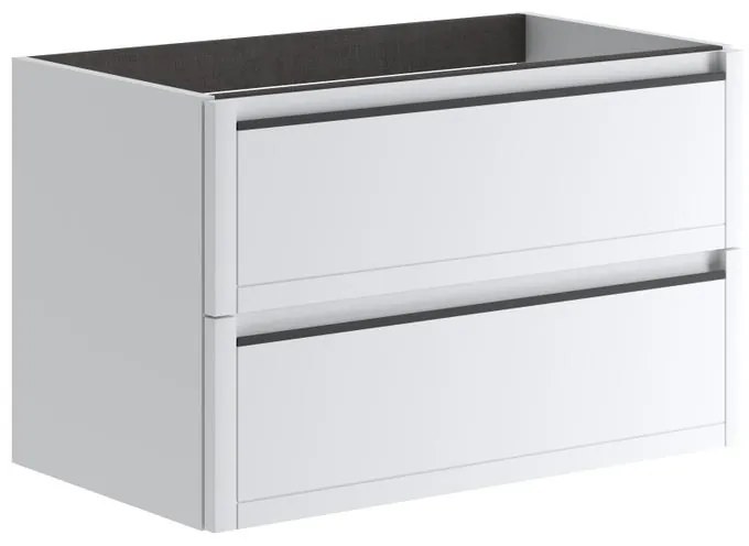 Mobile da bagno sotto lavabo TRATTO bianco opaco L 79.5 x H 50 x P 45.5 cm 2 cassetti, lavabo non incluso