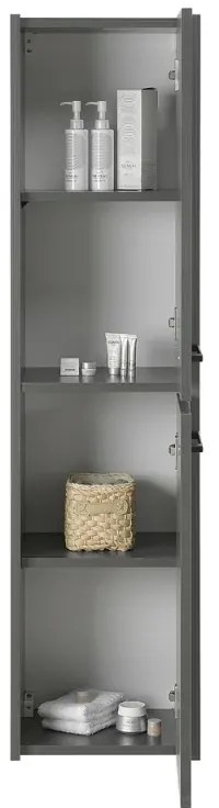 Colonna bagno sospesa 140 cm grigio effetto legno 2 ante soft-close Sofia