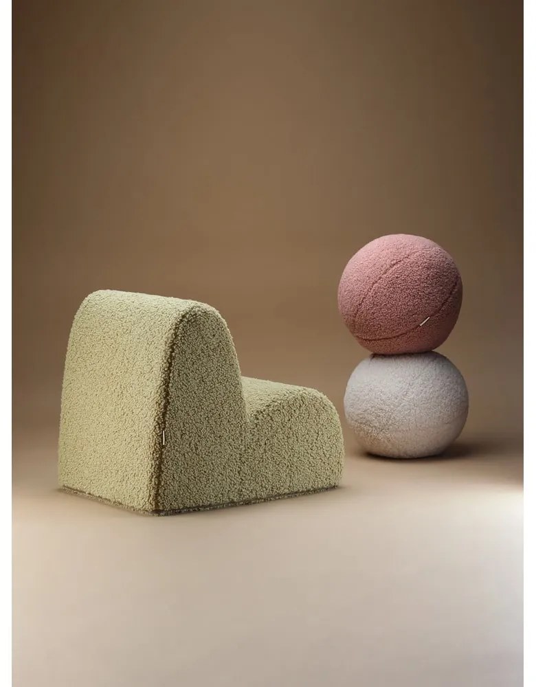 Poltrona per bambini verde con rivestimento in bouclé Cloud – Wigiwama