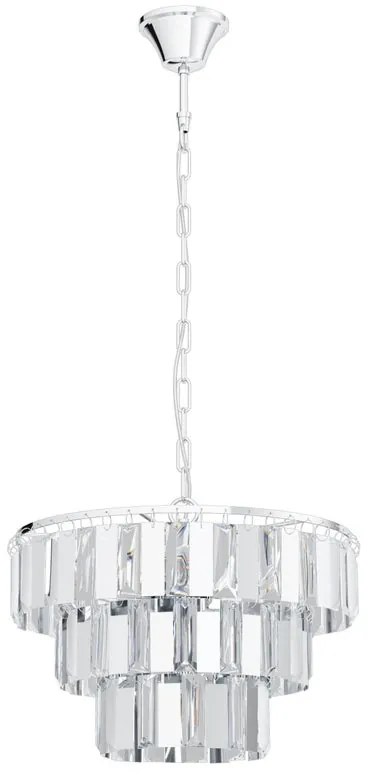 Lampadario Neoclassico Erseka grigio paralume trasparente 5x E14 Ø38.5cm EGLO