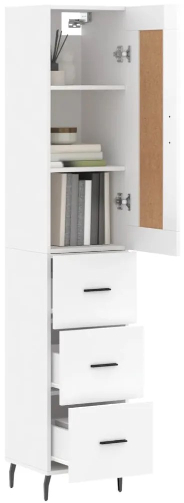 Credenza 34,5x34x180 cm in Legno Multistrato Bianco Lucido