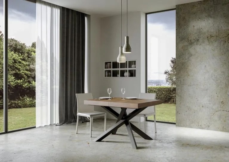 Tavolo Estensibile Volantis con Struttura Antracite P.90, 90x140/244 cm Volantis / Noce